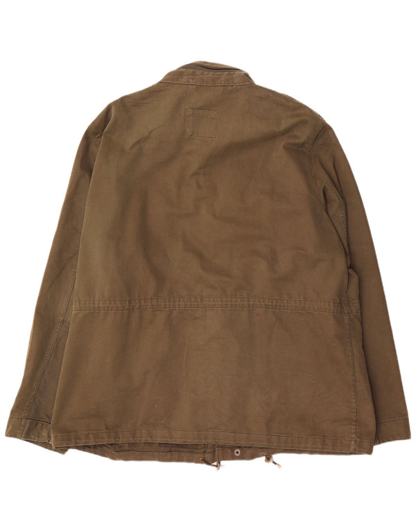 Marks & Spencer Mens Utility Jacket UK 46 3XL Khaki Cotton