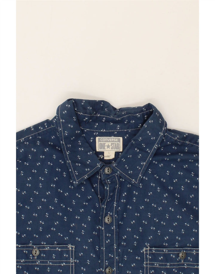 CONVERSE Mens Shirt Large Navy Blue Spotted Cotton Vintage Converse and Second-Hand Converse from Messina Hembry 