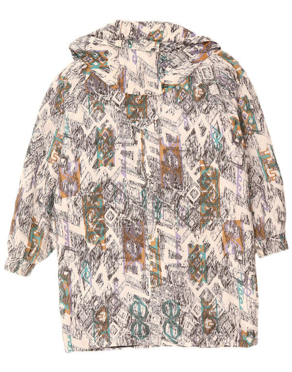 VINTAGE Femmes Coupe-Vent Manteau UK 10 Petit Géométrique Multicolore