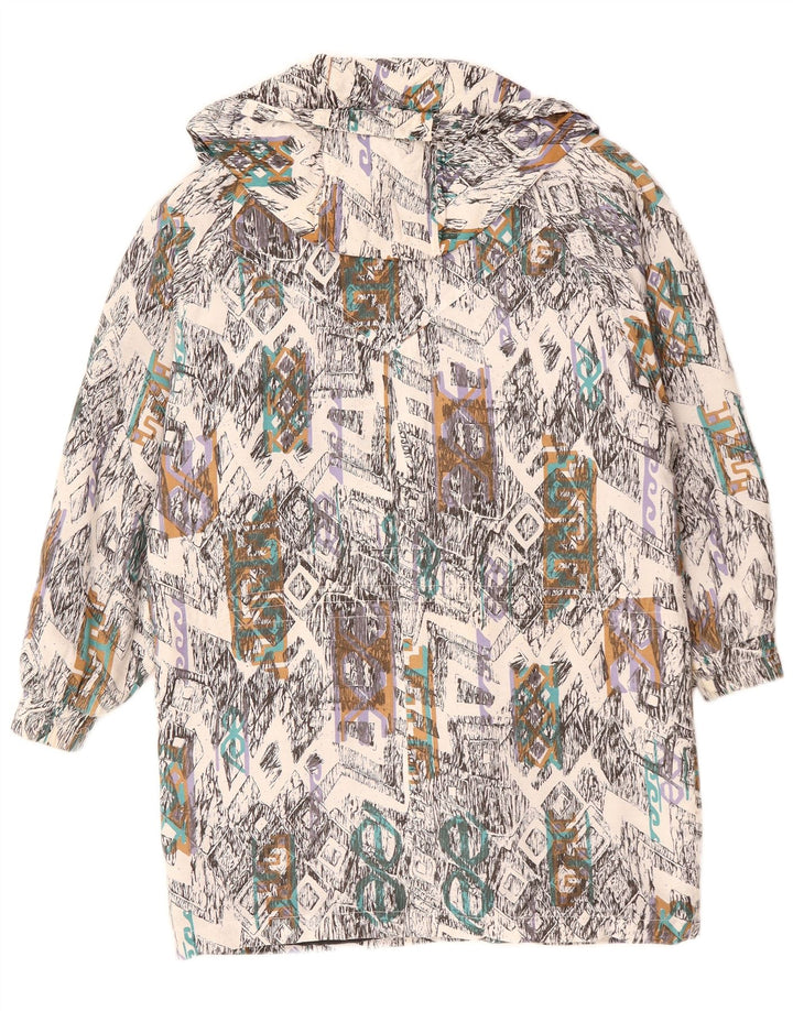 VINTAGE Femmes Coupe-Vent Manteau UK 10 Petit Géométrique Multicolore