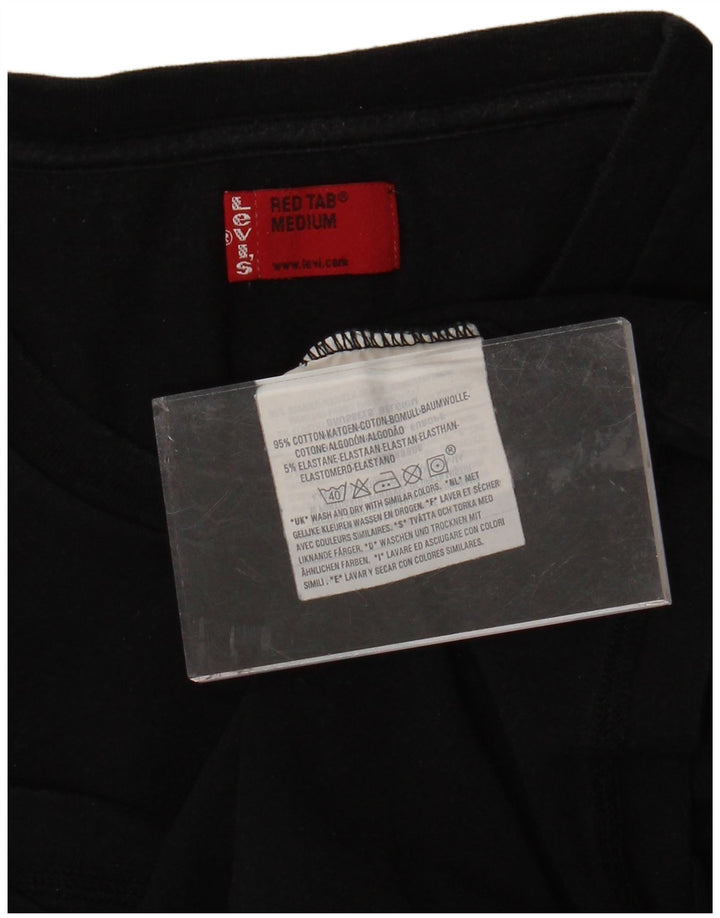 LEVI'S T-Shirt Femme UK 12 Noir Moyen Coton