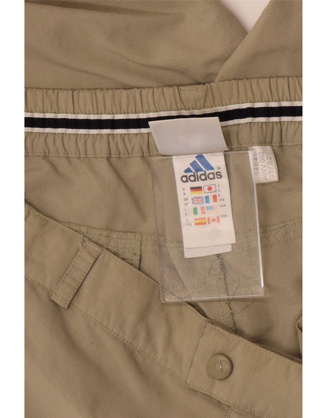 Adidas Pantalon Capri de Randonnée Homme W32 L20 Kaki Polyamide