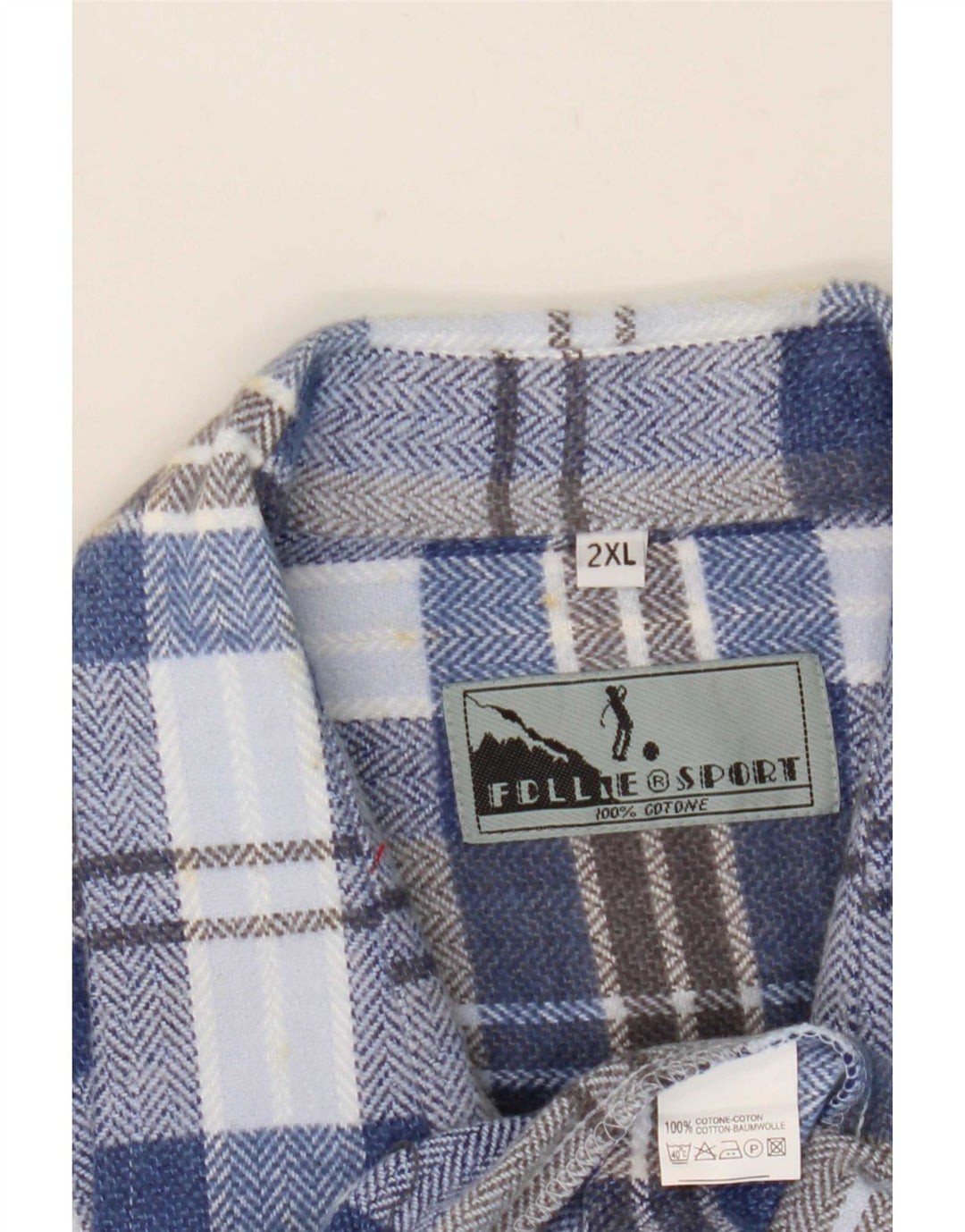 Fellini Chemise en flanelle pour homme 2XL Bleu à carreaux en coton