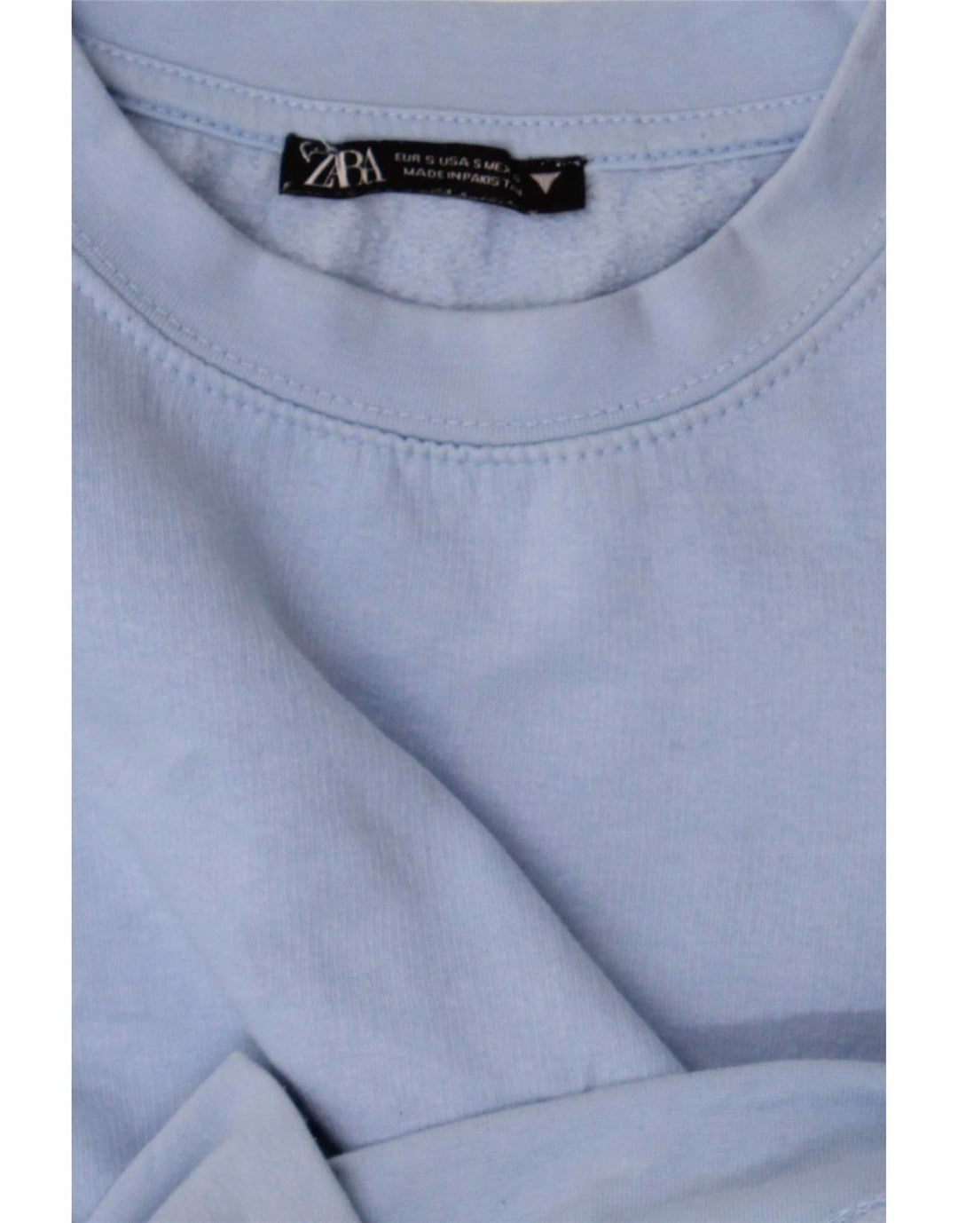 Zara Sweat-shirt court surdimensionné pour femme UK 10 Petit Bleu
