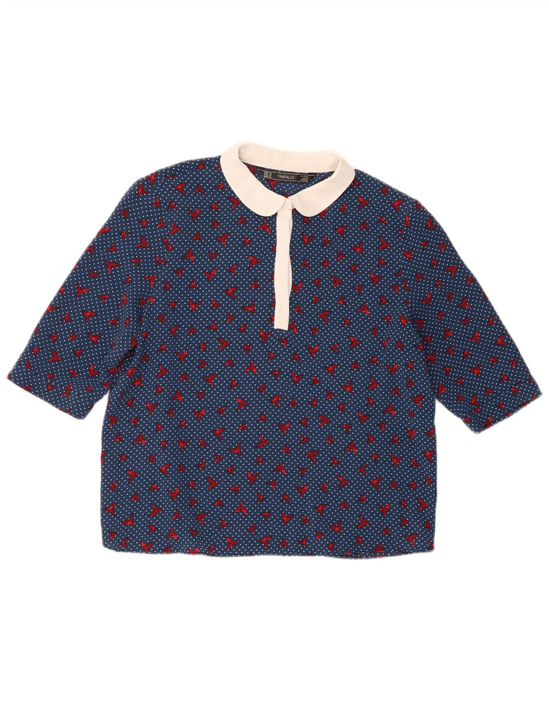 Zara Womens Trafaluc Blouse Top UK 14 Polyester à pois bleu moyen