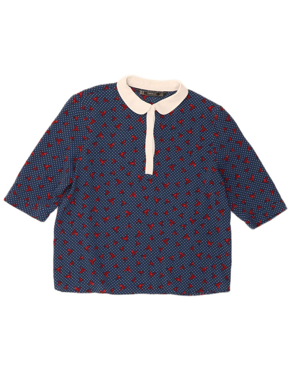 Zara Womens Trafaluc Blouse Top UK 14 Polyester à pois bleu moyen