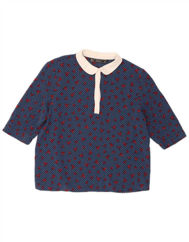 Zara Womens Trafaluc Blouse Top UK 14 Polyester à pois bleu moyen