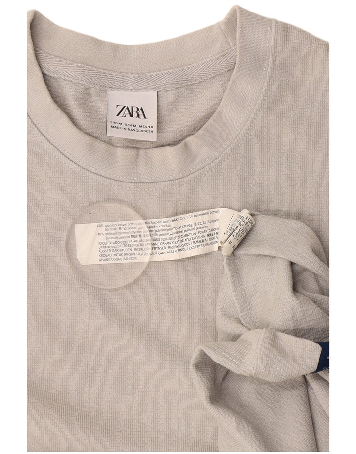 Zara Homme T-Shirt Top Gris Moyen Coton