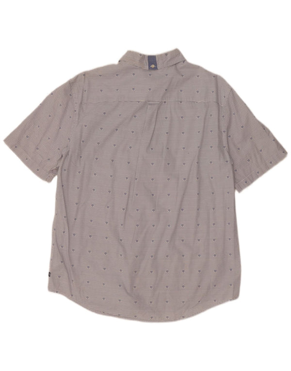 Chaps Chemise à manches courtes pour homme en coton rayé bleu marine