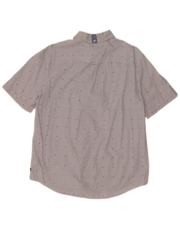Chaps Chemise à manches courtes pour homme en coton rayé bleu marine