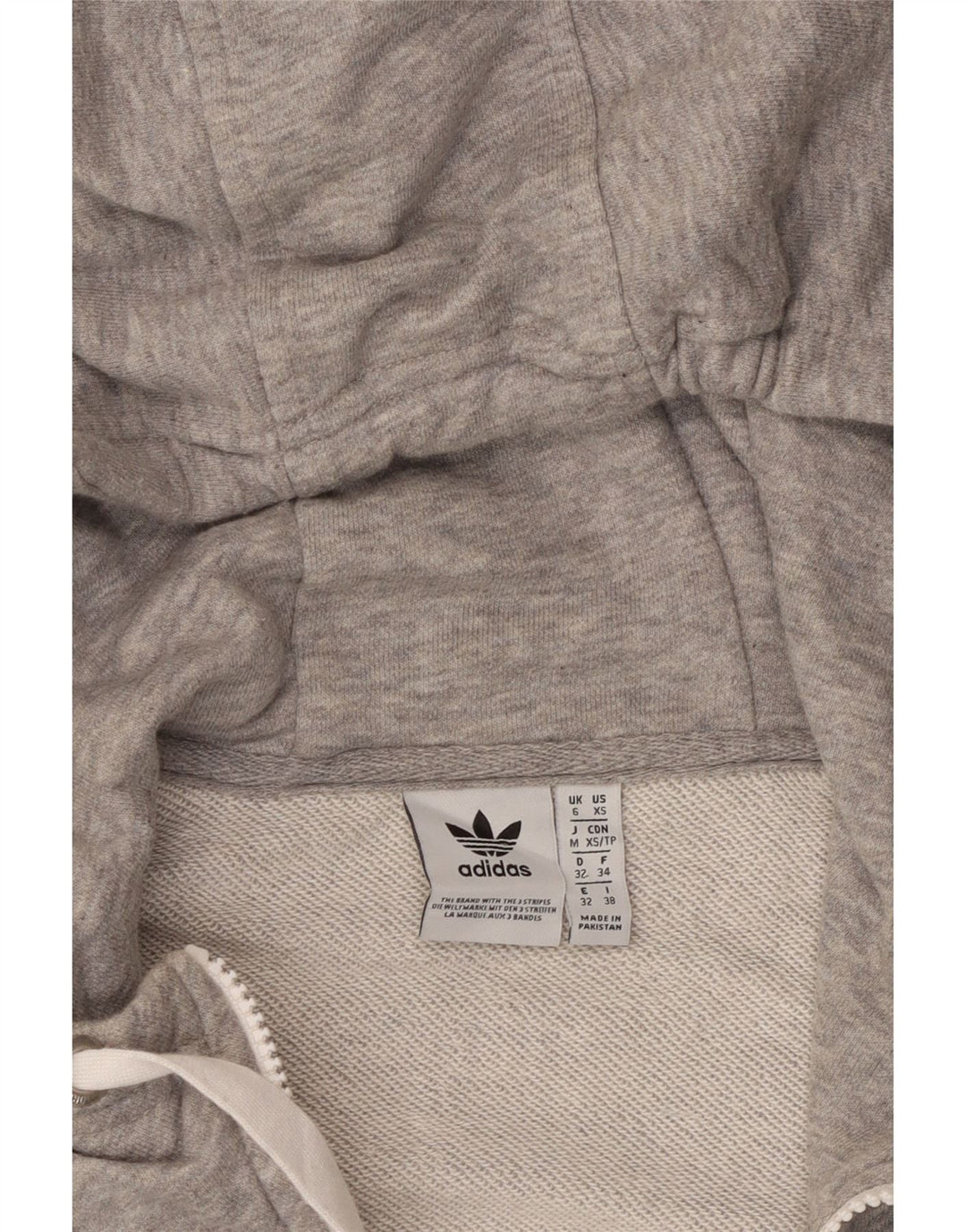 Adidas Pull à capuche graphique surdimensionné pour femme UK 6 XS Gris Coton