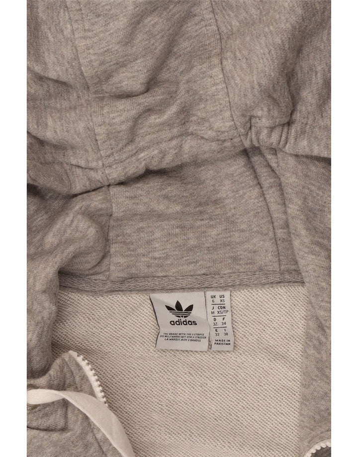 Adidas Pull à capuche graphique surdimensionné pour femme UK 6 XS Gris Coton