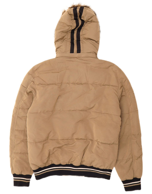 Zara Veste matelassée à capuche pour homme UK 40 Large Beige Nylon