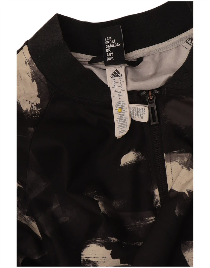 Adidas Veste de survêtement à motif abstrait pour femme UK 10 Petit Noir