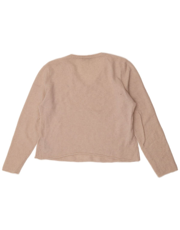 Tommy Hilfiger Pull court à col en V pour femme UK 18 XL Laine blanc cassé