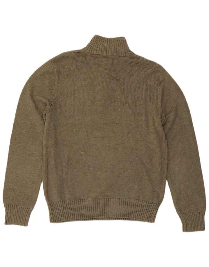 EDDIE BAUER Pull col zippé pour homme Petit coton kaki