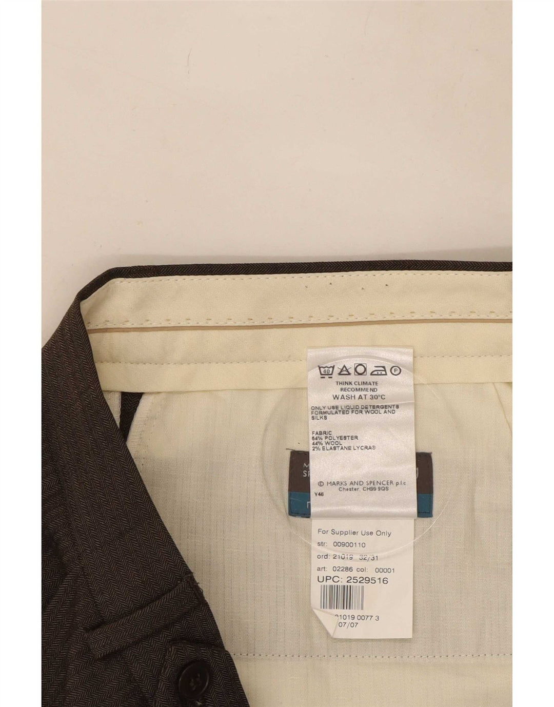 Marks & Spencer Pantalon de costume pour homme W32 L31 Marron Polyester