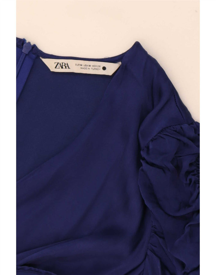 Zara Combishort à manches 3/4 pour femme UK 12 Bleu moyen Viscose