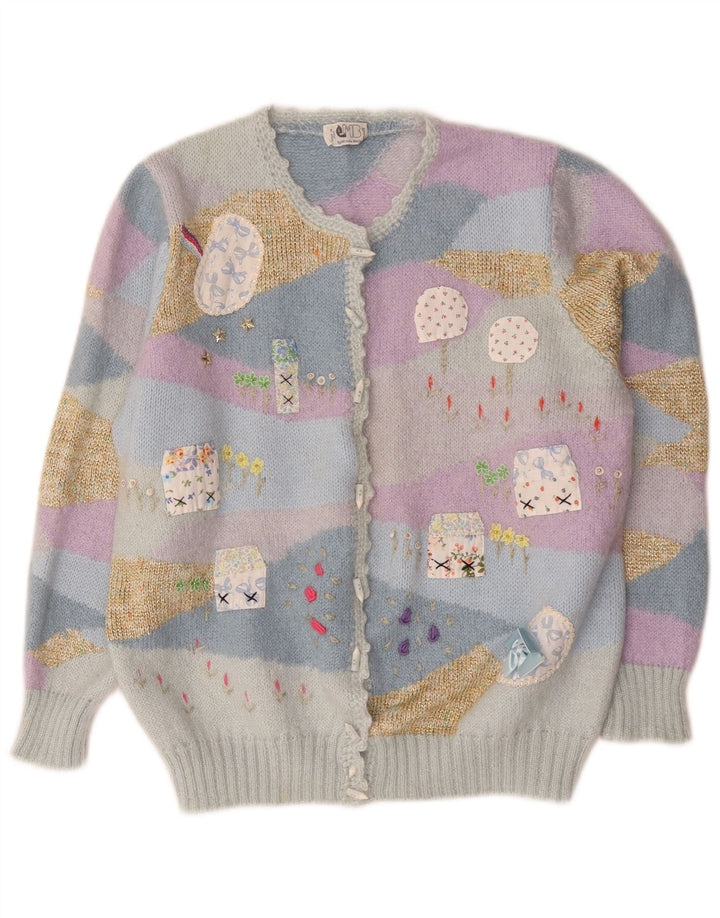 vintage Womens Cardigan Sweater UK 14 Moyen Multicolore Nouveauté