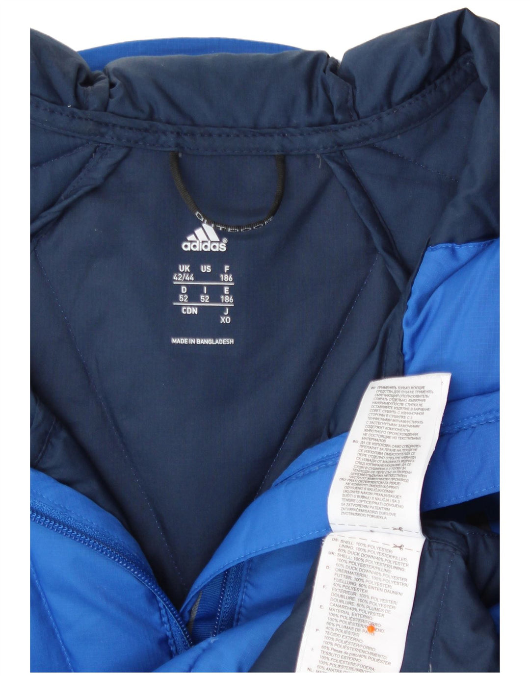 Adidas Veste rembourrée à capuche pour homme UK 42/44 Large Bleu Polyester