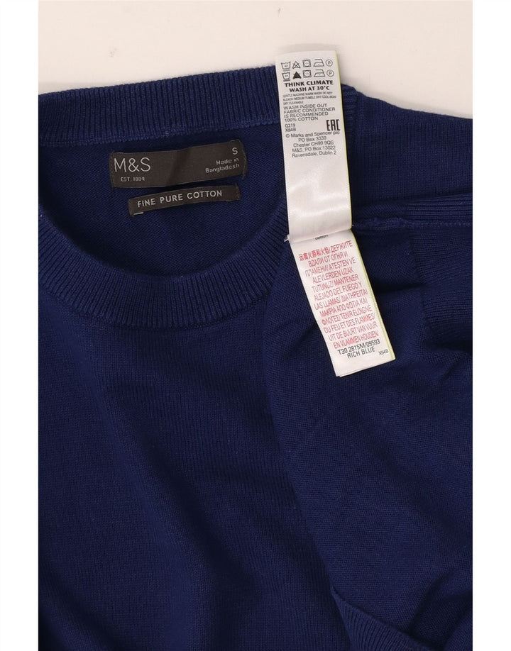 Marks & Spencer Pull à col rond pour homme en coton bleu petit