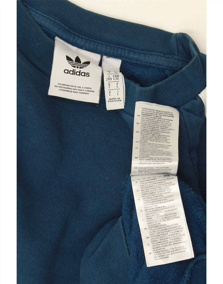 Adidas Sweat-shirt pour homme en coton bleu Taille L