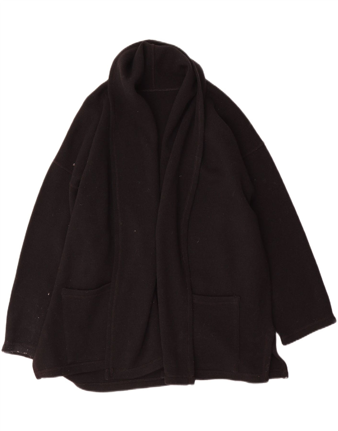 vintage Femme Pull Cardigan surdimensionné UK 14 Laine Noire Moyenne