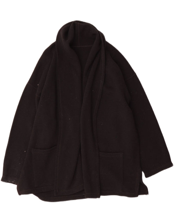 vintage Femme Pull Cardigan surdimensionné UK 14 Laine Noire Moyenne