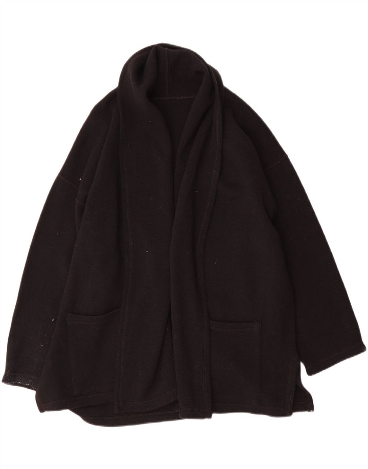 vintage Femme Pull Cardigan surdimensionné UK 14 Laine Noire Moyenne
