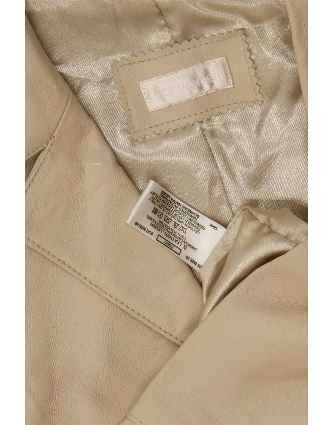 VINTAGE Manteau en cuir femme UK 20 2XL Cuir Beige