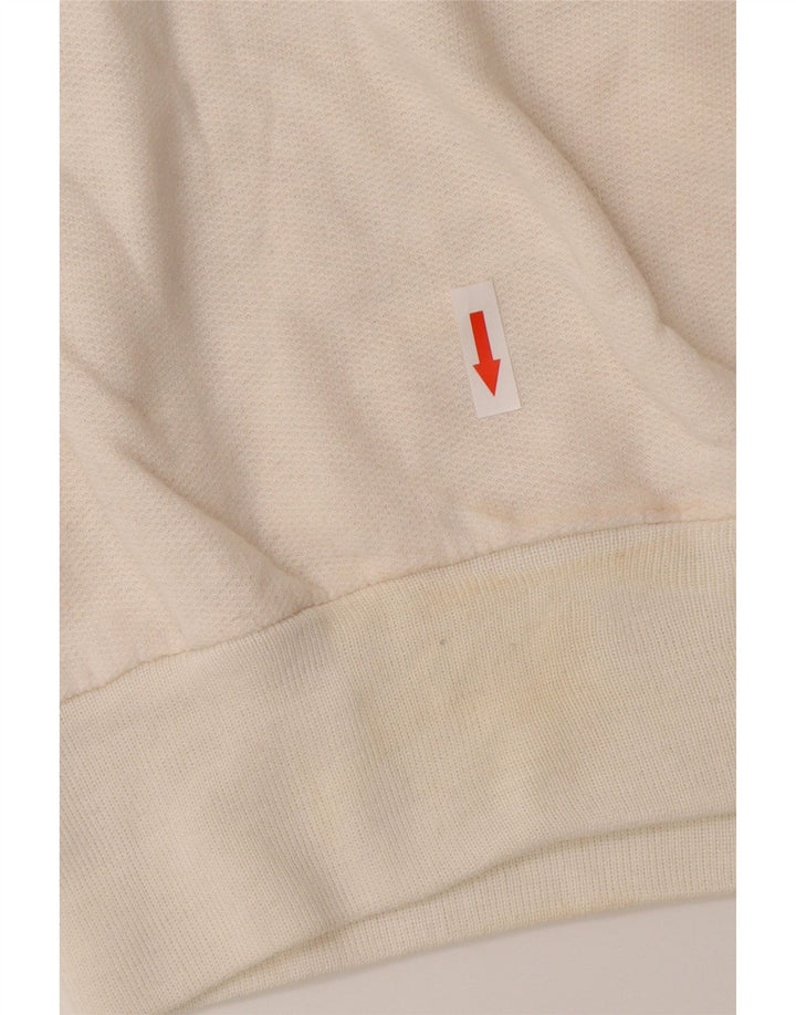 vintage Femme Bouton Cou Sweatshirt Jumper IT 44 Medium White Colourblock