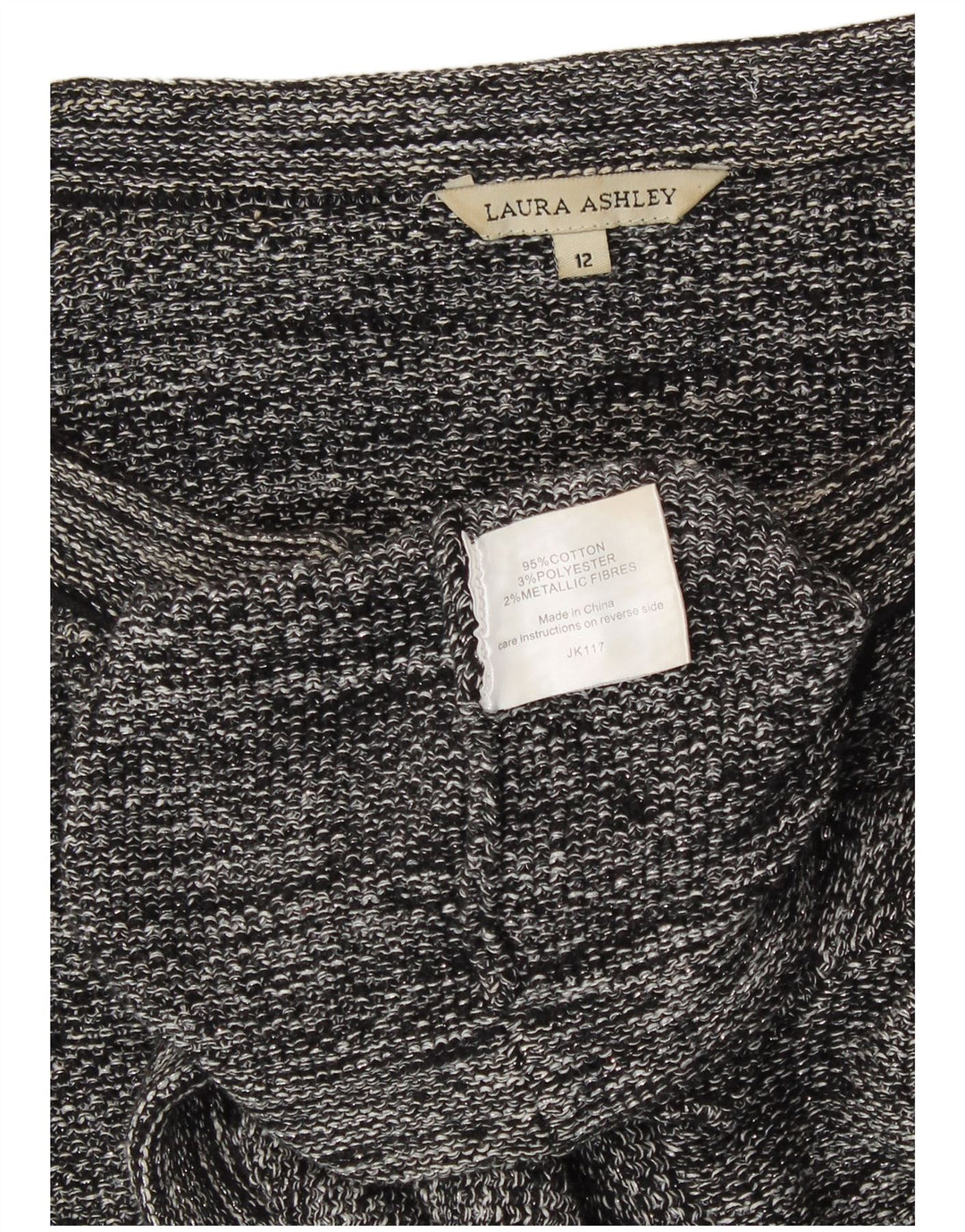 Laura Ashley Pull Boléro Ouvert pour Femme UK 12 Coton Gris Moyen