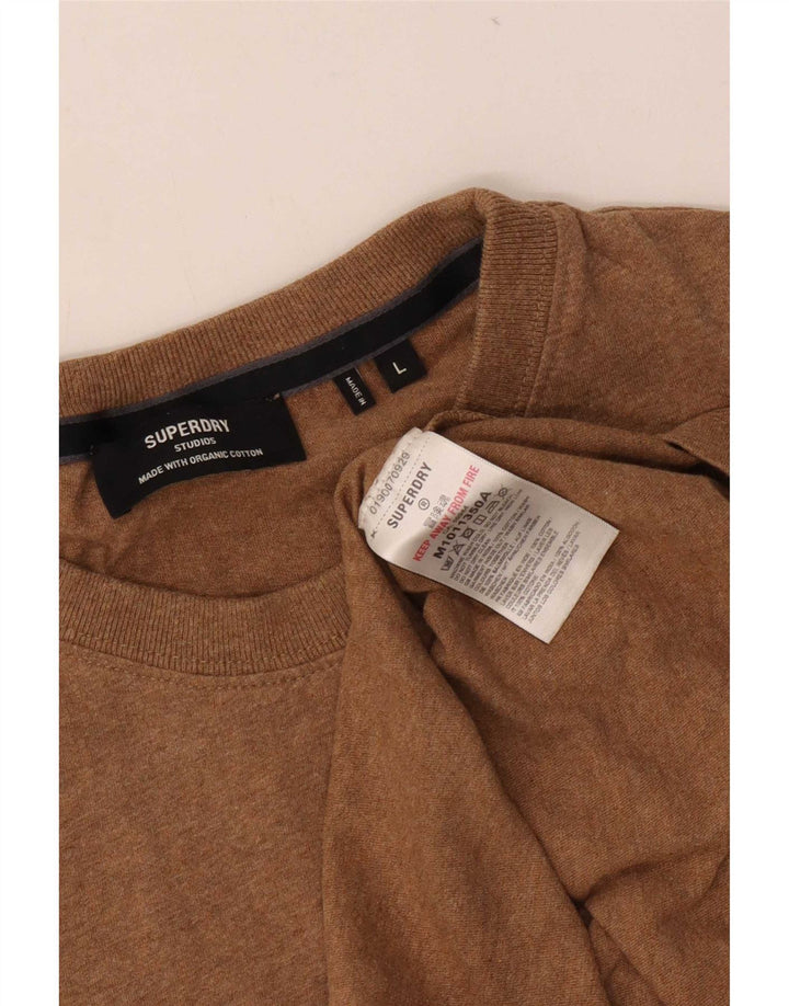 Superdry Homme T-Shirt Top Large Beige Coton