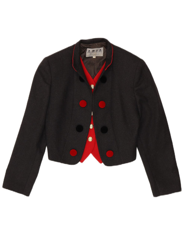 Aria Veste blazer courte à double boutonnage pour femme UK 10 Petit Gris