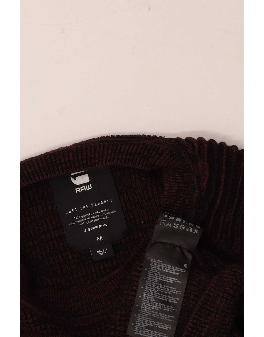 G-Star Mens Crew Neck Jumper Sweater Medium Maroon Pinstripe Cotton