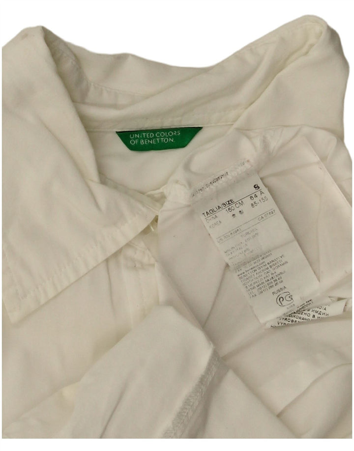 Benetton Chemise Femme UK 10 Small Blanc Coton