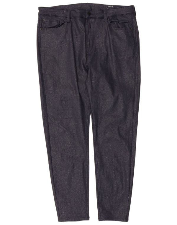 Marks & Spencer Pantalon décontracté Ivy pour femme UK 20 2XL W36 L27 Bleu marine
