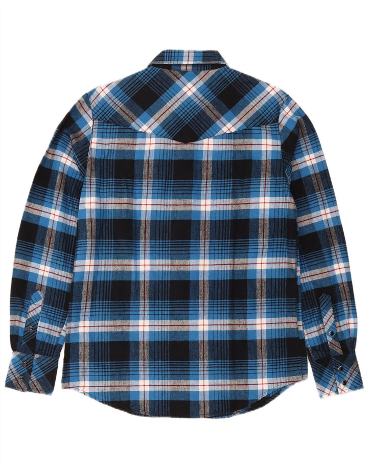 Payper Chemise en flanelle pour homme Coupe régulière Petit coton à carreaux bleu