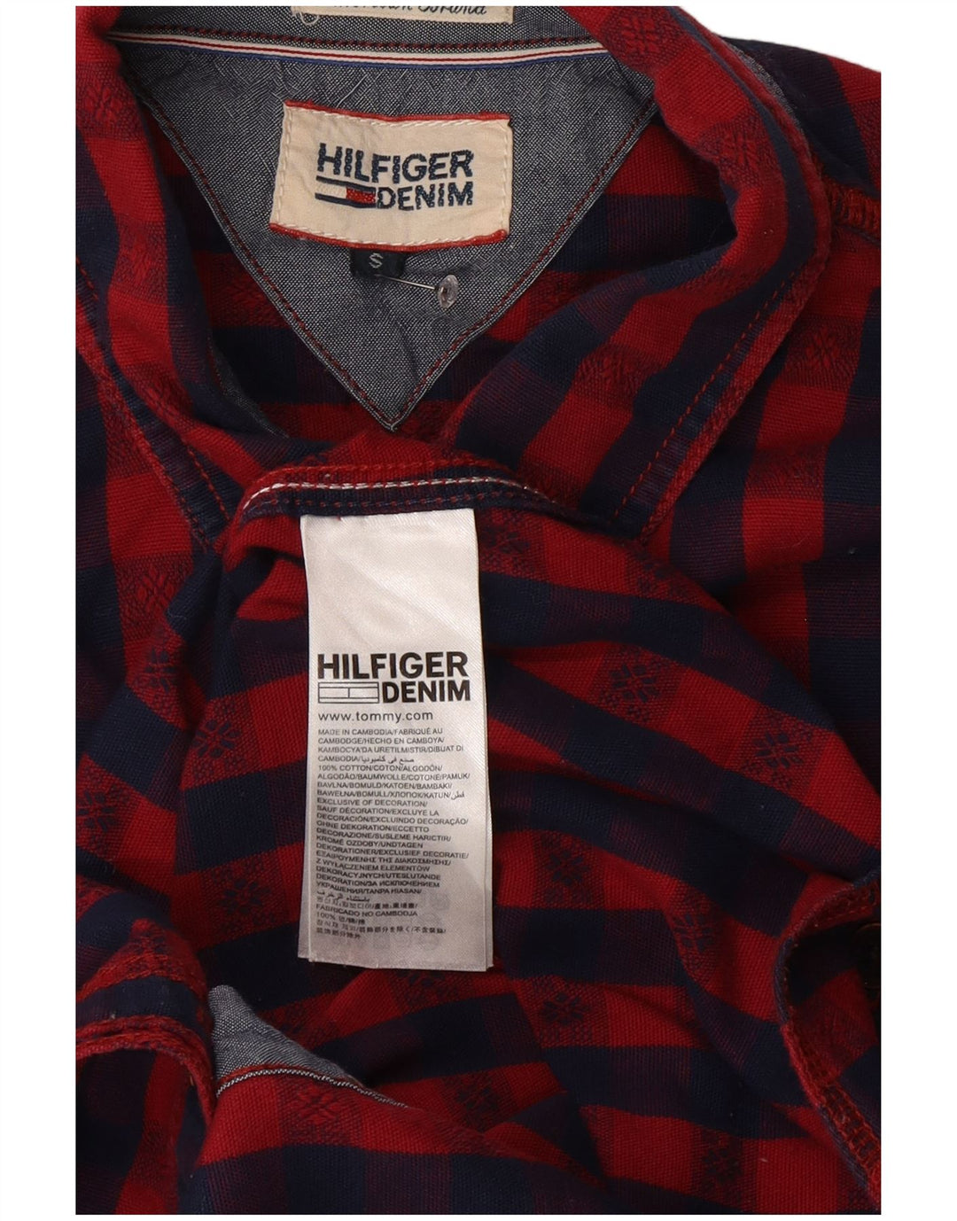 Tommy Hilfiger Chemise Regular Fit Homme Petit Carreau Rouge Coton