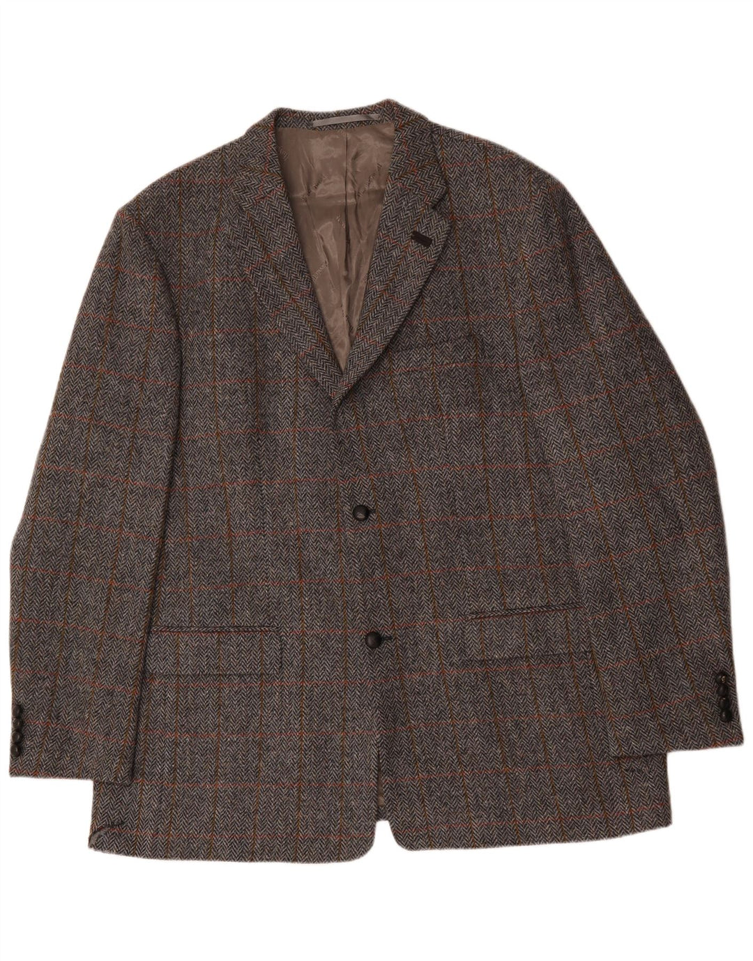 Walbusch Veste blazer à 2 boutons pour homme UK 44 2XL Gris à carreaux en laine