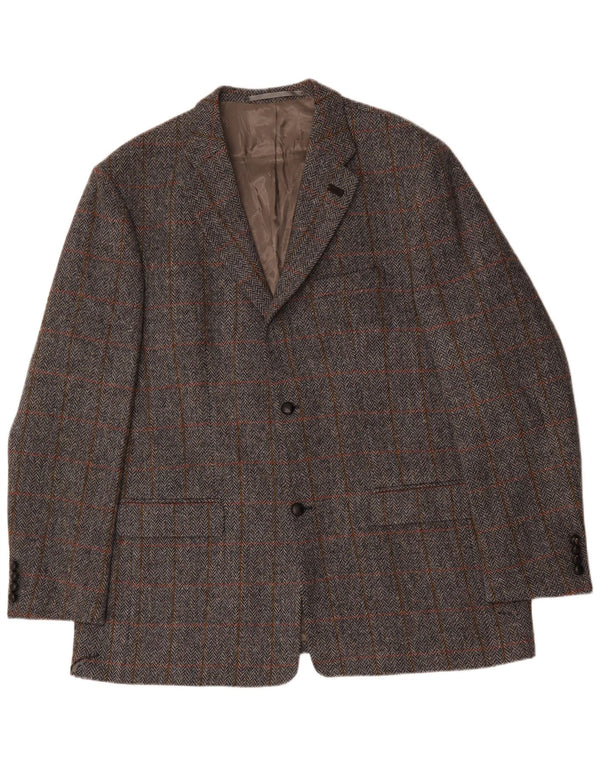 Walbusch Veste blazer à 2 boutons pour homme UK 44 2XL Gris à carreaux en laine