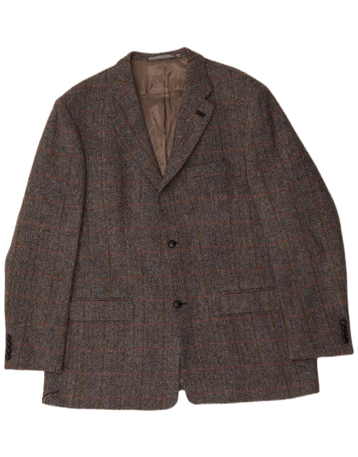 Walbusch Veste blazer à 2 boutons pour homme UK 44 2XL Gris à carreaux en laine