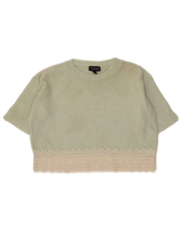 Topshop Pull court surdimensionné à col bateau pour femme UK 6 XS Vert
