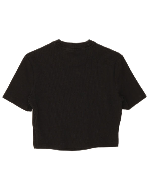 Adidas T-shirt court pour femme UK 12 en coton noir moyen