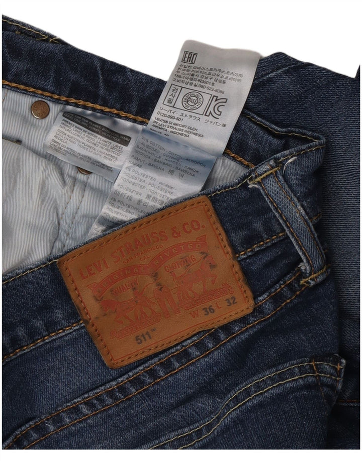 Levi's Jean Slim 511 Vieilli Homme W36 L32 Bleu Coton