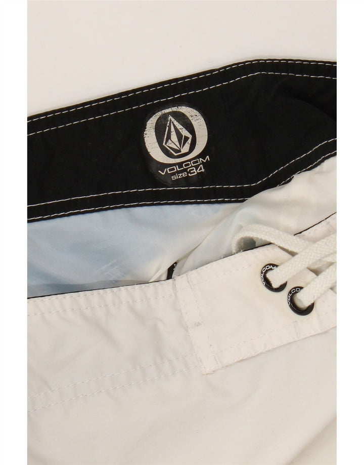 Volcom Short de Bain Graphique Homme Large Blanc Colorblock