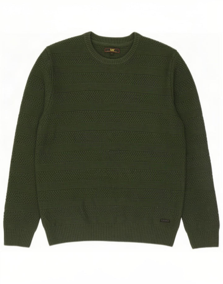 Lee Pull à col rond pour homme, grand, vert, acrylique