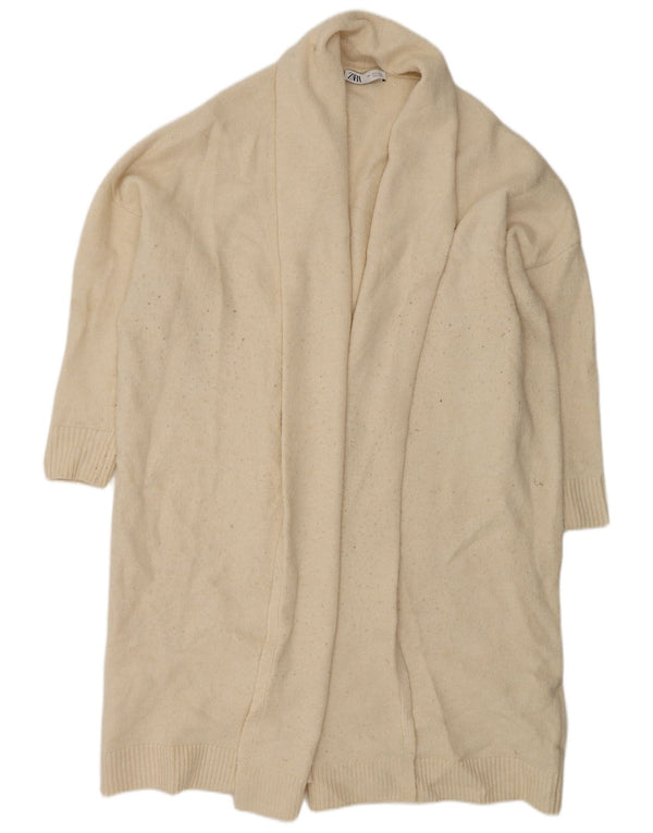 Zara Cardigan ouvert surdimensionné pour femme UK 10 Small Blanc cassé