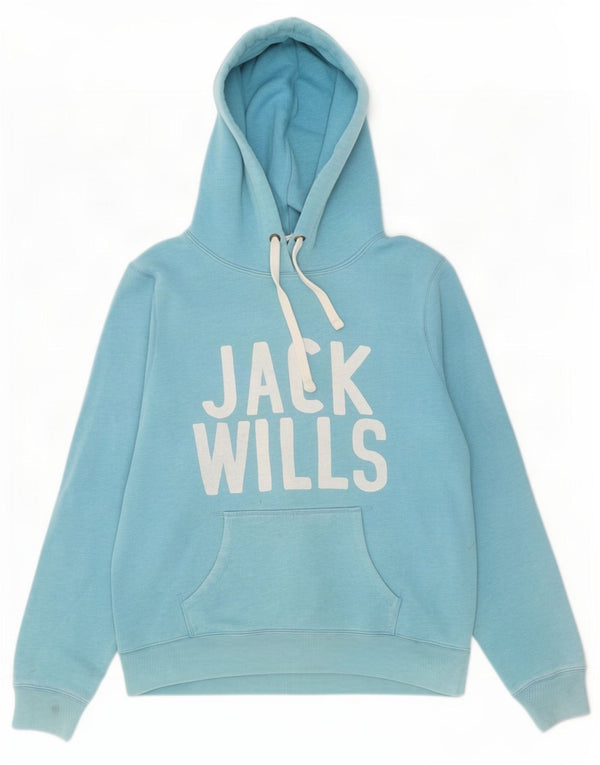 Jack Wills Womens Graphic Hoodie Jumper UK 14 Large Blue