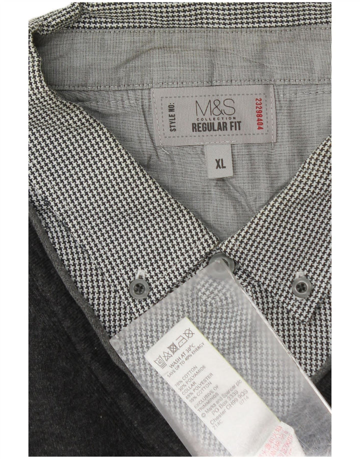 Marks & Spencer Pull col V pour homme XL Gris Coton